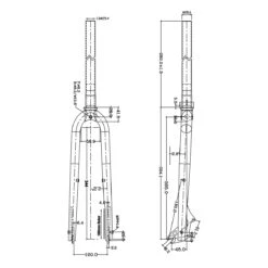 FFX-45 Disc Fixie Starre Voorvork - Zwart -Fietsonderdelen FKITFD74K dimensions